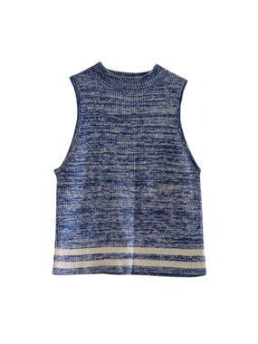 Forever 21 Women's Sleeveless Knit Sweater Vest, Blue, Size XS,  Marled Texture